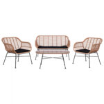 ΣΕΤ ΣΑΛΟΝΙ 4ΤΜΧ ALLEGRA HM5460 ΜΕΤΑΛΛΟ & WICKER ΣΕ ΜΠΕΖ ΧΡΩΜΑ - Image 6