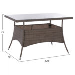ΣΕΤ ΤΡΑΠΕΖΑΡΙΑΣ 5ΤΜΧ ΤΡΑΠ. 120X70 & ΠΟΛΥΘΡΟΝΕΣ WICKER RATTAN ΓΚΡΙ HM11711.31 - Image 2