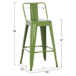 ΣΚΑΜΠΟ ΜΠΑΡ ΜΕΣΑΙΟΥ ΥΨΟΥΣ ΜΕΤΑΛΛΙΚΟ MELITA-PRO HM8574.53 LIGHT OLIVE GREEN 43x43x88Υεκ. - Image 2