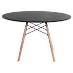 ΤΡΑΠΕΖΙ MINIMAL ΣΤΡΟΓΓΥΛΟ HM8454.02 MDF ΣΕ ΜΑΥΡΟ-ΠΟΔΙΑ ΟΞΙΑΣ ΣΕ ΦΥΣΙΚΟ Φ120Χ74Υεκ. - Image 3