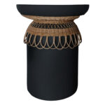 ΒΟΗΘΗΤΙΚΟ ΤΡΑΠΕΖΙ PRILEP HM18159.01 FIBER CEMENT ΜΑΥΡΟ & RATTAN--Φ60x76,5Υεκ