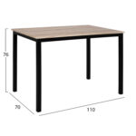 ΤΡΑΠΕΖΙ ΤΡΑΠΕΖΑΡΙΑΣ PANYA HM8332, 110X70Χ76 SONOMA, ΜΑΥΡΑ ΠΟΔΙΑ - Image 2