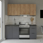 Κουζίνα Samos Craft 5 Τεμαχίων Γραφίτης-Χρυσό Δρυς