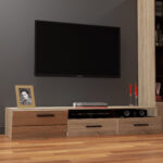 Έπιπλο TV Solo 180x52x34cm δεξί Sonoma-Wenge MDF Καμπυλωτό τελείωμα στις πόρτες - Image 3