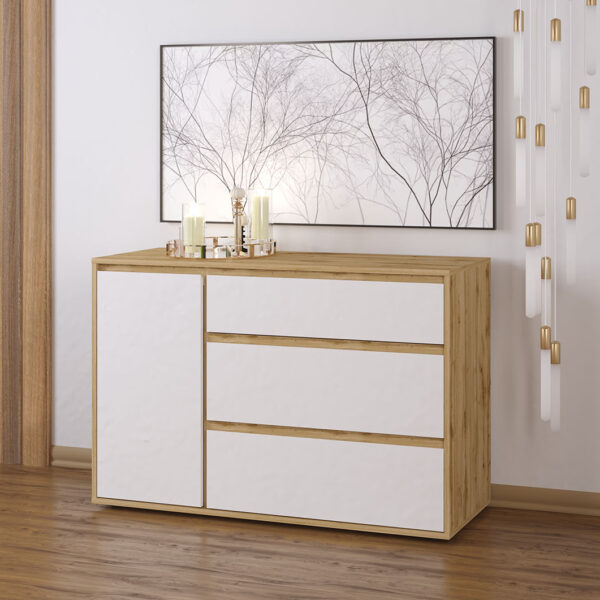 Μπουφές NITRO SOFT Λευκό με Βελανιδιά 120x40x80cm