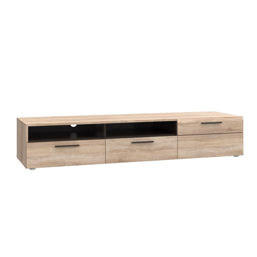 3013 Επιπλο TV Solo 180x52x34 αριστερό Sonoma-Wenge MDF Καμπυλωτό τελείωμα στις πόρτες - Image 1