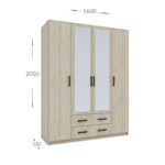 Ντουλάπα Τετράφυλλη Simple 4D2D Σονόμα 160x52x205cm - Image 2