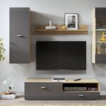 Σύνθεση τοίχου CLIF φυσικό Sanremo+ ματ Γραφίτης 180x195x45cm (ΜxYxB)