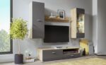 Σύνθεση τοίχου CLIF φυσικό Sanremo+ ματ Γραφίτης 180x195x45cm (ΜxYxB) - Image 2