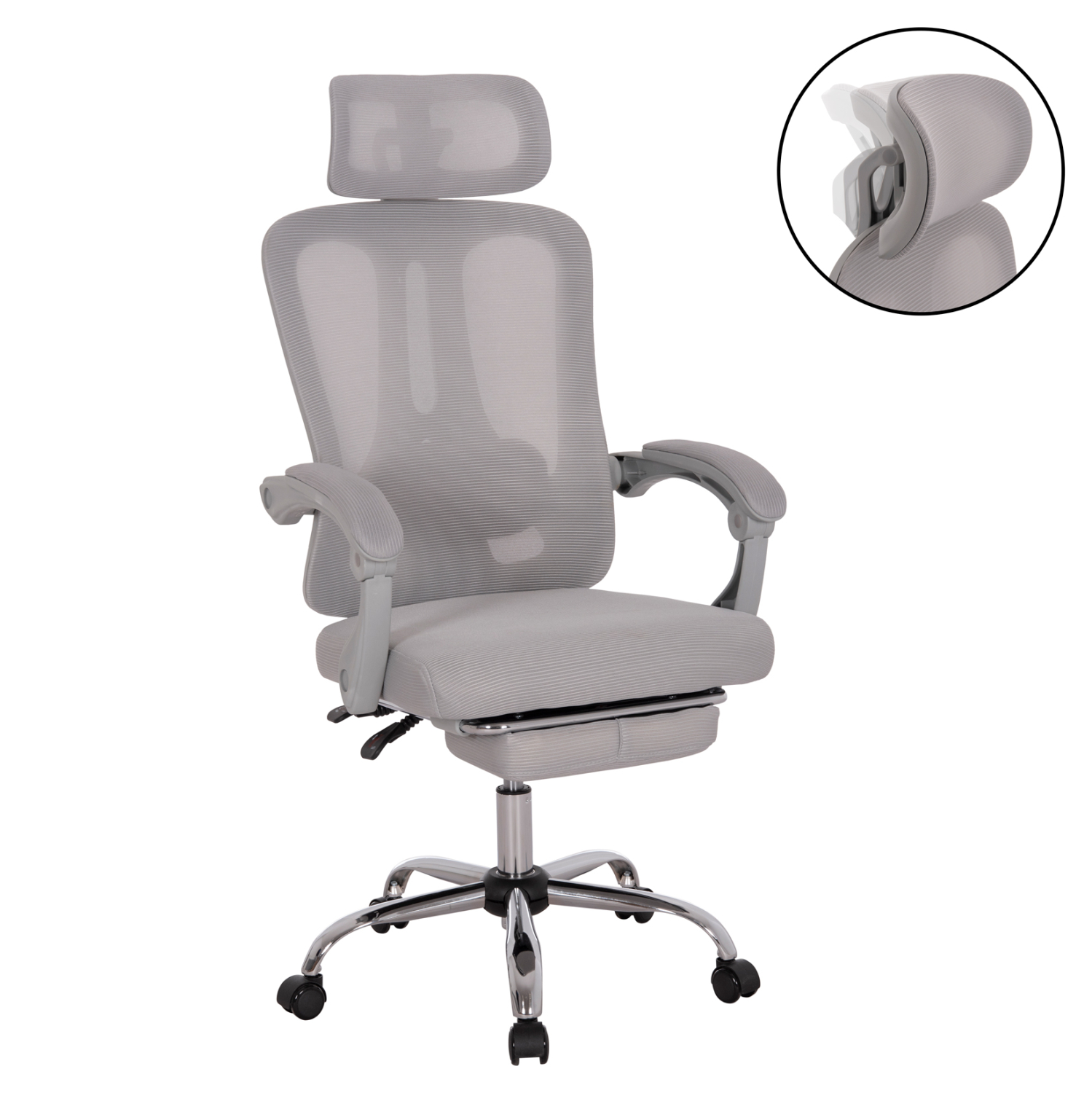 karekla-grafeioy-fb91825802-gkri-mesh-gk ΚΑΡΕΚΛΑ ΓΡΑΦΕΙΟΥ BARNET HM18258.02 ΓΚΡΙ MESH-ΓΚΡΙ ΣΚΕΛΕΤΟΣ NYLON 61x62x123Υ - Image 1