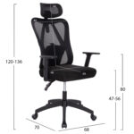 ΚΑΡΕΚΛΑ ΓΡΑΦΕΙΟΥ MEXER HM1195.01 ΜΑΥΡΟ MESH-PP ΒΑΣΗ 68x70x136Υεκ. - Image 7