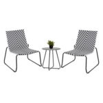 ΣΕΤ LOUNGE 3TMX ΕΞ.ΧΩΡΟΥ PONY HM21193 ΜΕΤΑΛΛΟ ΣΕ ΓΚΡΙ--ΣΥΝΘ.RATTAN ΣΕ ΛΕΥΚΟ-ΜΑΥΡΟ