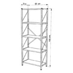 Βιβλιοθήκη Bimblem pakoworld καρυδί με μαύρο μέταλλο 60x30x150εκ