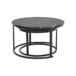 Τραπέζι σαλονιού Revelon pakoworld σετ 2τεμ mdf σε απόχρωση μαύρο όψης μαρμάρου 80x80x45εκ - Image 2