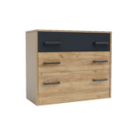 Συρταριέρα Viva Χρυσό Δρυς-Γραφίτη 90x39x75cm - Image 2