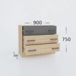 Συρταριέρα Viva Χρυσό Δρυς-Γραφίτη 90x39x75cm - Image 3