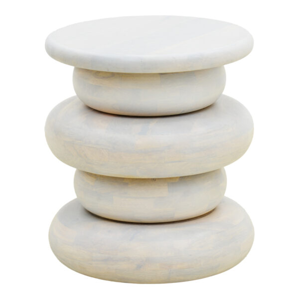 Βοηθητικό τραπέζι Circena pakoworld μασίφ μάνγκο ξύλο λευκό Φ40x45εκ