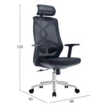 ΚΑΡΕΚΛΑ ΓΡΑΦΕΙΟΥ FLEXORA HM1213.01 ΜΑΥΡO MESH-ΒΑΣΗ ΧΡΩΜΙΟΥ 60x63x125Υεκ - Image 2