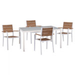 ΣΕΤ ΤΡΑΠΕΖΑΡΙΑΣ 5ΤΜΧ ΤΡΑΠ. 150Χ90 & ΠΟΛ/ΝΕΣ ΑΛΟΥΜΙΝΙΟΥ ΜΕ POLYWOOD ΛΕΥΚΕΣ HM11706.01