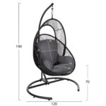 ΚΡΕΜΑΣΤΗ ΦΩΛΙΑ RULER HM6083 ΜΑΥΡΟ ΜΕΤΑΛΛΟ ΚΑΙ ΣΥΝΘ.RATTAN-ΓΚΡΙ ΜΑΞΙΛΑΡΙ 120x110x190Υ - Image 2