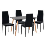 ΣΕΤ ΤΡΑΠΕΖΑΡΙΑΣ 5ΤΜΧ MINIMAL HM21173 MDF TOP ΜΑΥΡΟ-ΒΕΛΟΥΔΟ & ΜΕΤΑΛΛΟ ΜΑΥΡΟ