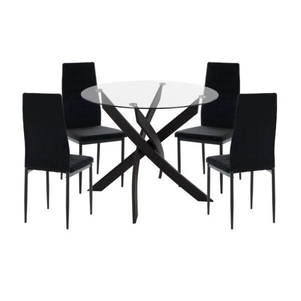 ΣΕΤ ΤΡΑΠΕΖΑΡΙΑΣ 5ΤΜΧ LADY HM21199.04 ΓΥΑΛΙ--ΜΕΤΑΛΛΟ & ΒΕΛΟΥΔΟ ΣΕ ΜΑΥΡΟ