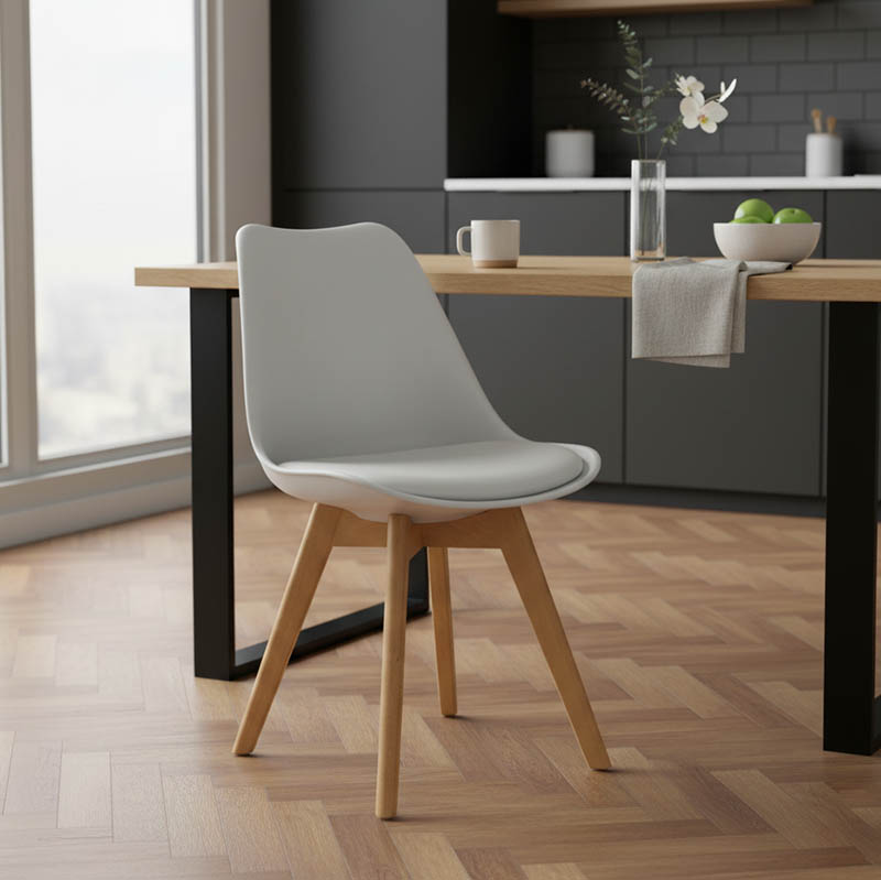 029-000048-1 Καρέκλα Gaston pakoworld PP-PU λευκό-φυσικό πόδι 43x51x75εκ - Image 1