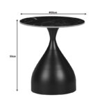 Βοηθητικό τραπέζι Kirkene Inart sintered stone σε απόχρωση λευκό μαρμάρου με λευκό μέταλλο Φ50x50εκ - Image 4