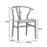 Καρέκλα Wishbone pakoworld rubberwood-σχοινί σε μαύρη απόχρωση 53.5x57x74εκ
