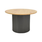 Τραπέζι σαλονιού Dovel pakoworld mdf σε sonoma-μαύρο μέταλλο Φ70x45εκ