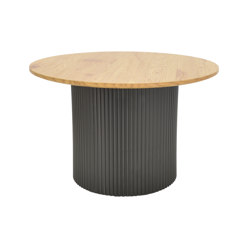 029-000354-1 Τραπέζι σαλονιού Dovel pakoworld mdf σε sonoma-μαύρο μέταλλο Φ70x45εκ - Image 1