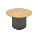 Τραπέζι σαλονιού Dovel pakoworld mdf σε sonoma-μαύρο μέταλλο Φ70x45εκ - Image 2