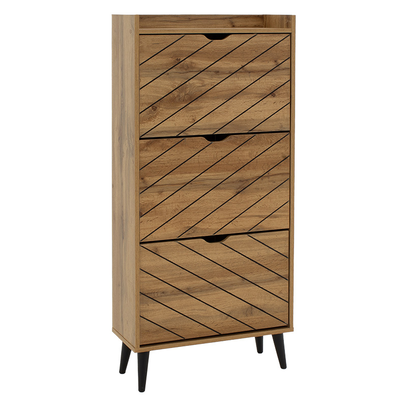 049-000068-1 Παπουτσοθήκη Thelma pakoworld 12 ζεύγων oak 60x23.8x131.6εκ - Image 1