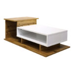 Τραπέζι σαλονιού Nuvele pakoworld sonoma-λευκό 90x50x35εκ - Image 3