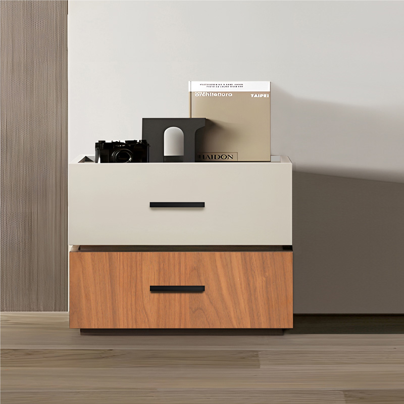 072-000105-1 Κομοδίνο Sonlen pakoworld mdf σε καρυδί-μπεζ απόχρωση 60x40x44.5εκ - Image 1
