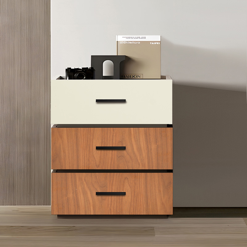 072-000106-1 Κομοδίνο Sonlen pakoworld mdf σε καρυδί-μπεζ απόχρωση 60x40x66εκ - Image 1