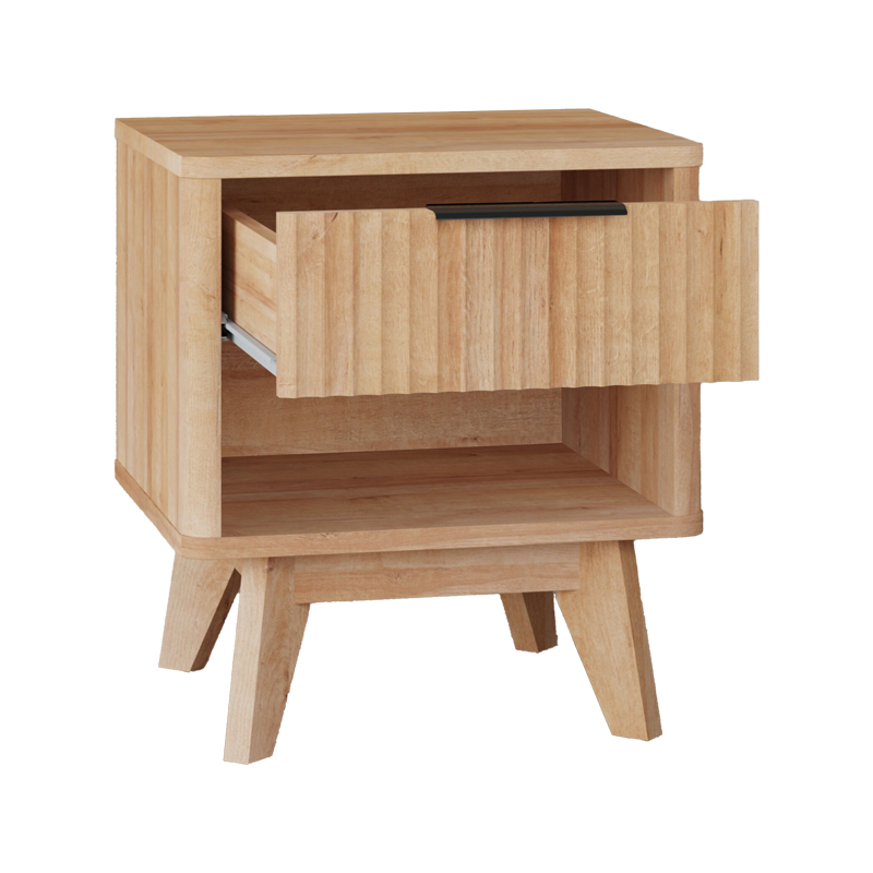 086-000024-1 Κομοδίνο Hamea pakoworld mdf σε φυσική απόχρωση 45x39.5x50.2εκ - Image 1