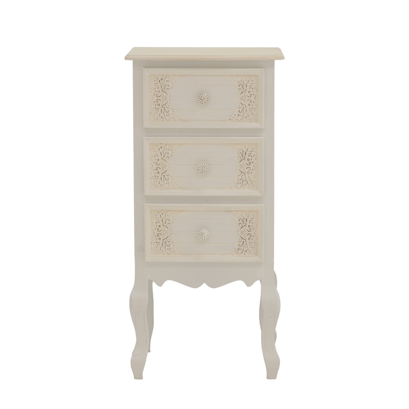 087-000009-1 Κομοδίνο Pazlen Inart mdf σε λευκή αντικέ απόχρωση 40x34.5x82εκ - Image 1