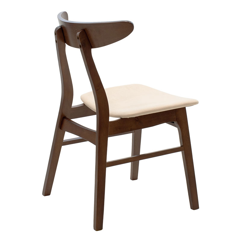 097-000007-1 Καρέκλα Orlean pakoworld μπεζ ύφασμα-rubberwood καρυδί πόδι - Image 1
