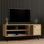 Έπιπλο τηλεόρασης Wison pakoworld σε oak απόχρωση 120x29x50εκ - Image 2