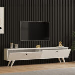 Έπιπλο τηλεόρασης Jate pakoworld σε λευκή απόχρωση 160x25x40εκ - Image 2