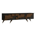 Έπιπλο τηλεόρασης Trida pakoworld καρυδί με ανθρακί 160x35x45εκ - Image 2
