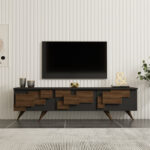 Έπιπλο τηλεόρασης Trida pakoworld καρυδί με ανθρακί 160x35x45εκ - Image 3