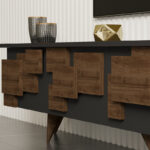 Έπιπλο τηλεόρασης Trida pakoworld καρυδί με ανθρακί 160x35x45εκ - Image 4