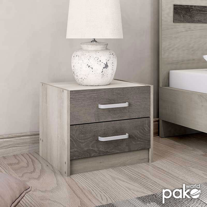 123-000015-1 Κομοδίνο OLYMPUS pakoworld με 2 συρτάρια χρώμα castillo-toro 47,5x40,5x40,5εκ - Image 1