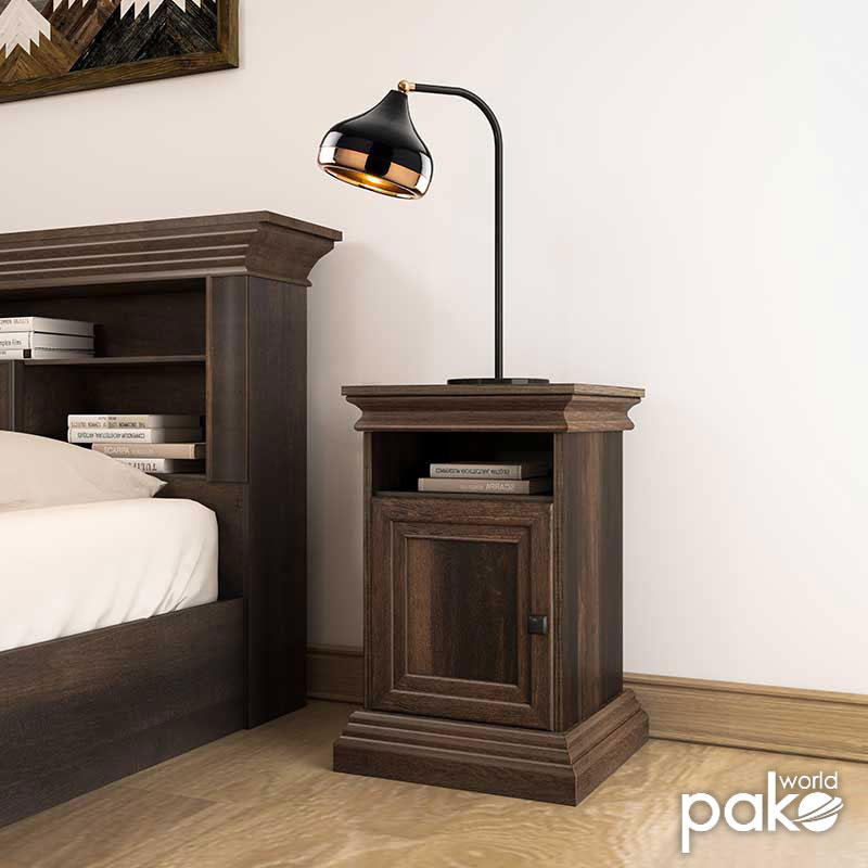 123-000123-1 Κομοδίνο Mozart pakoworld χρώμα καρυδί 40x40x61εκ - Image 1