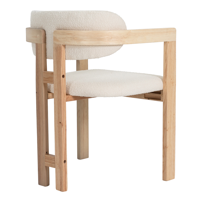 128-000077-1 Πολυθρόνα Winsor pakoworld μπεζ μπουκλέ ύφασμα-rubberwood σε φυσική απόχρωση 58.5x51x76εκ - Image 1