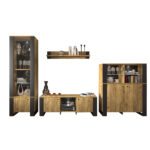 Ράφι τοίχου OLD WOOD Χρυσός Δρύς με Μαύρο 115.6x17.6x20εκ - Image 3