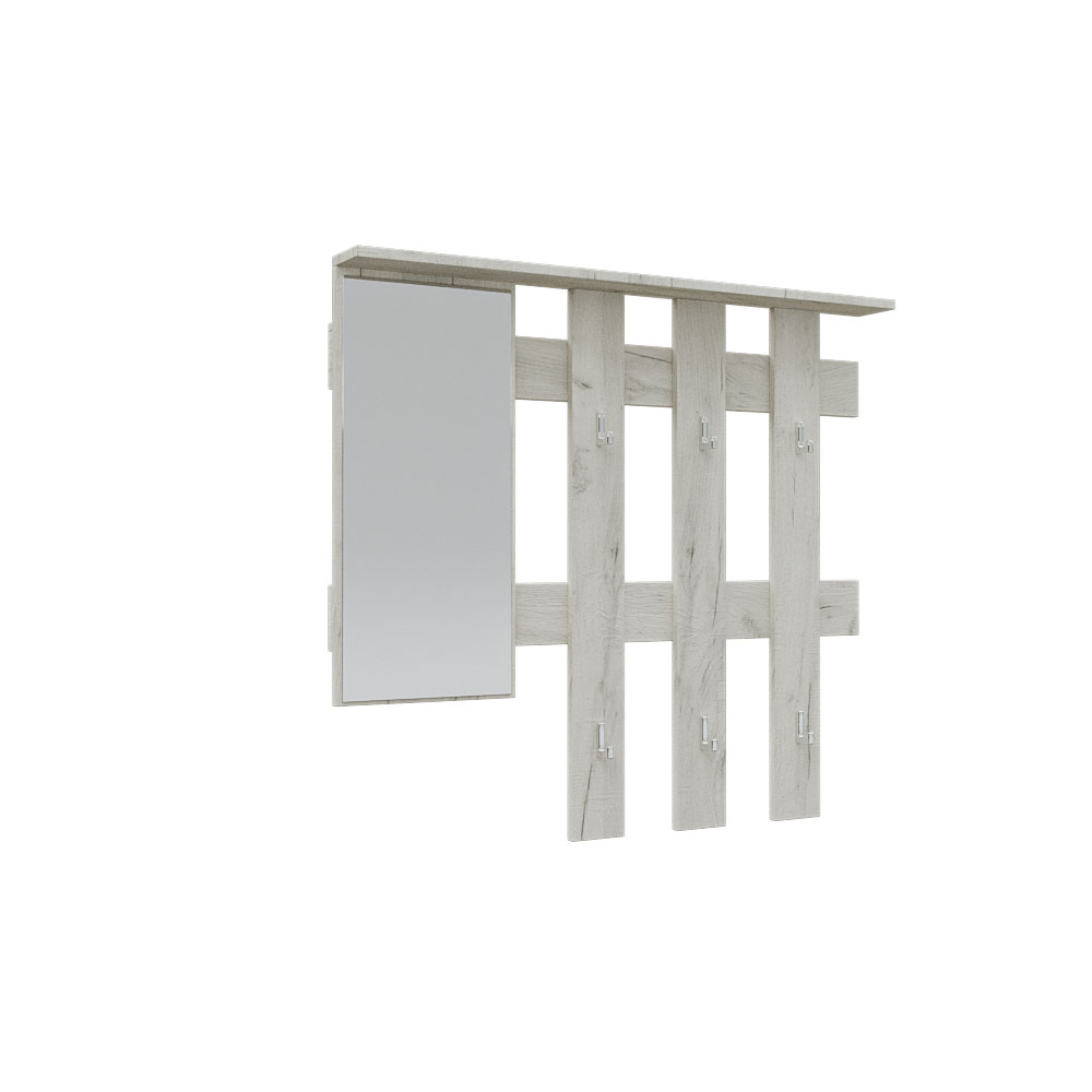 14700 Κρεμάστρα Reno με Καθρέπτη Λευκό 100x10x90cm - Image 1