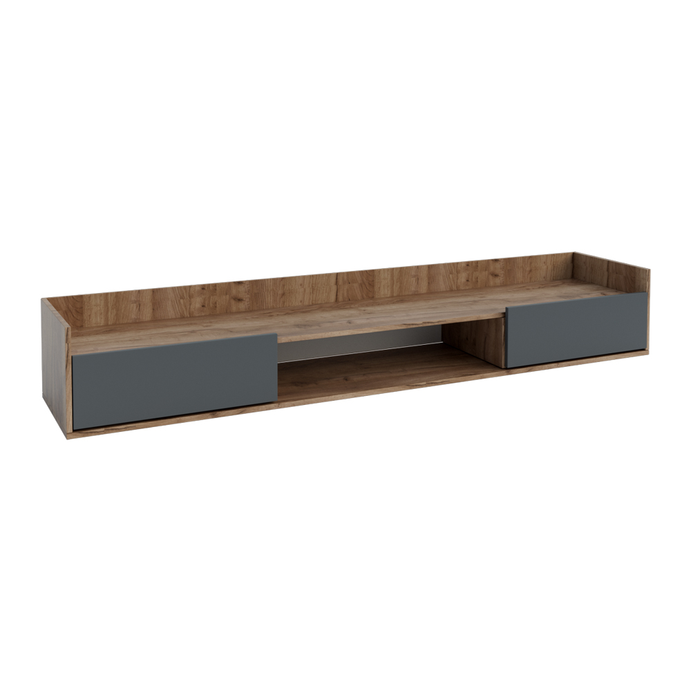 14721 Έπιπλο TV Callisto Σκούρο Δρυς-Γραφίτης 200x40x30cm - Image 1
